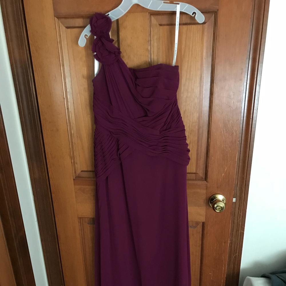 David’s Bridal one shoulder gown